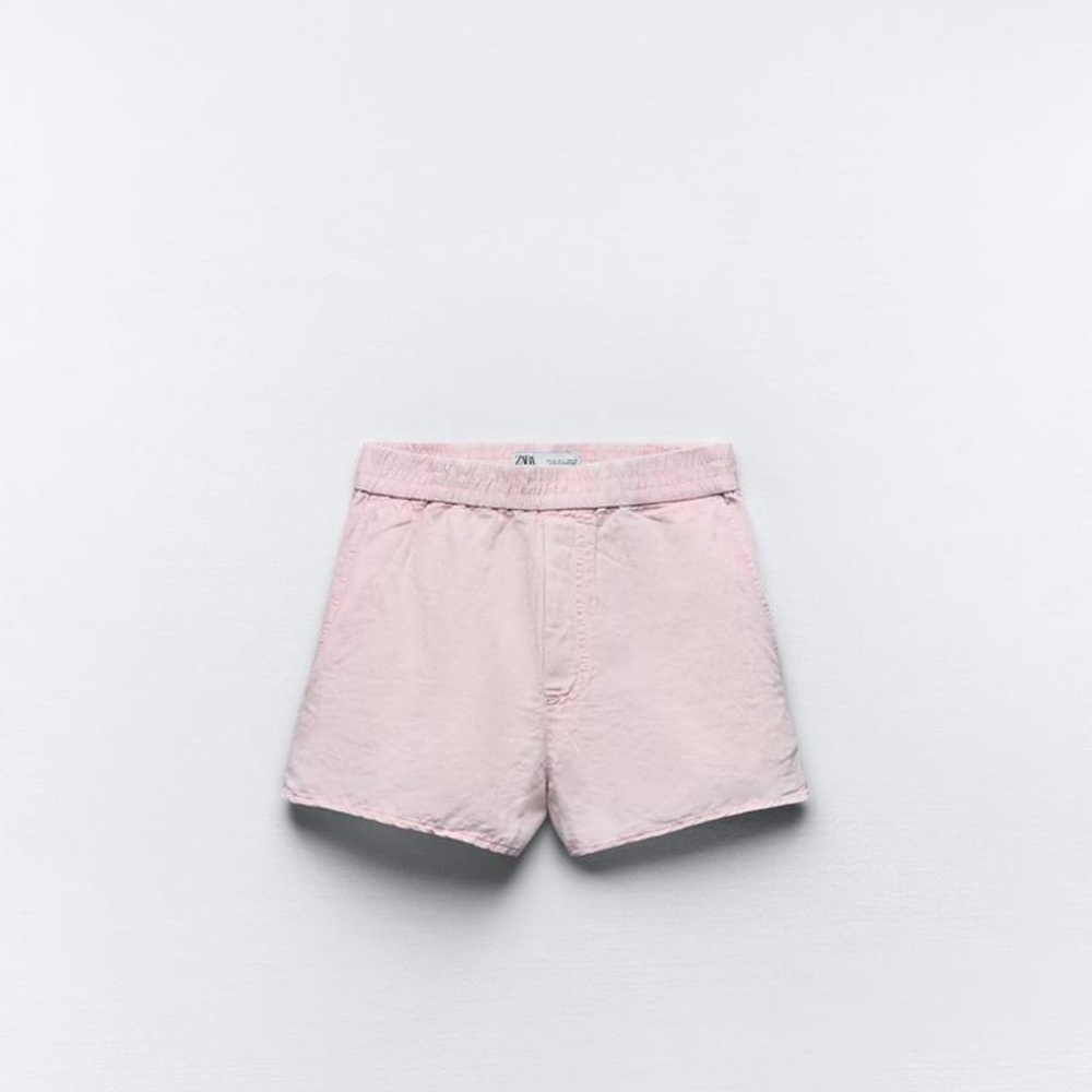 ZARA washed effect linen blend shorts